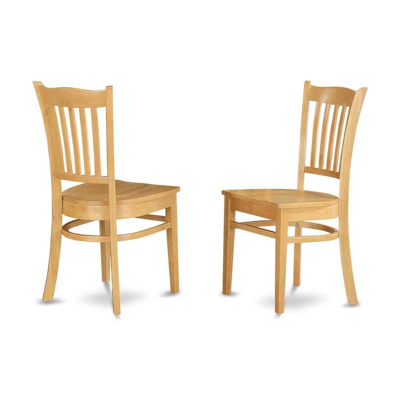 HomeStock 5-Piece Natural Oak Finish Solid Wood Top Dining table with 4 Chairs with Slat Back