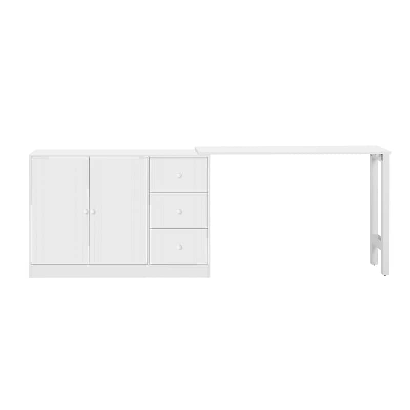89.7"Wooden Sideboard with Extendable Table,Multifunctional Storage Cabinet with 2 Doors and 3 Drawers,for Living Room,Study