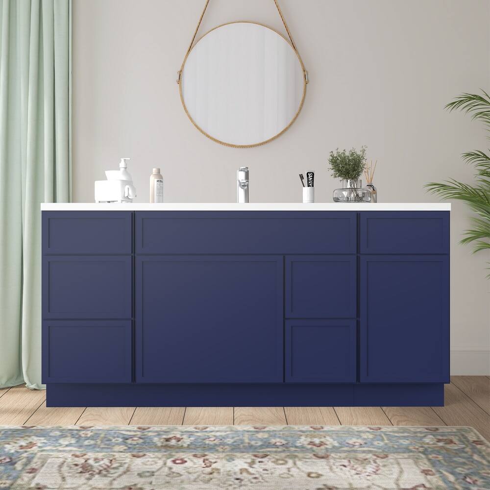 Vanity Art 66" Birch Freestanding Bathroom Vanity Cabinet without Top