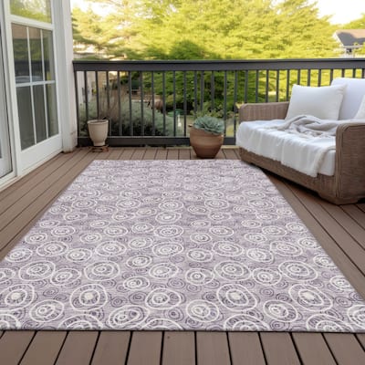 Machine Washable Indoor/ Outdoor Chantille Contemporary Bubbles Rug