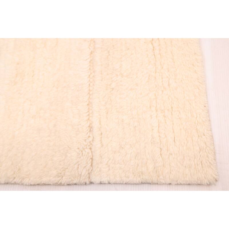 ECARPETGALLERY Hand-knotted Tangier Cream Wool Rug - 6'4 x 8'9