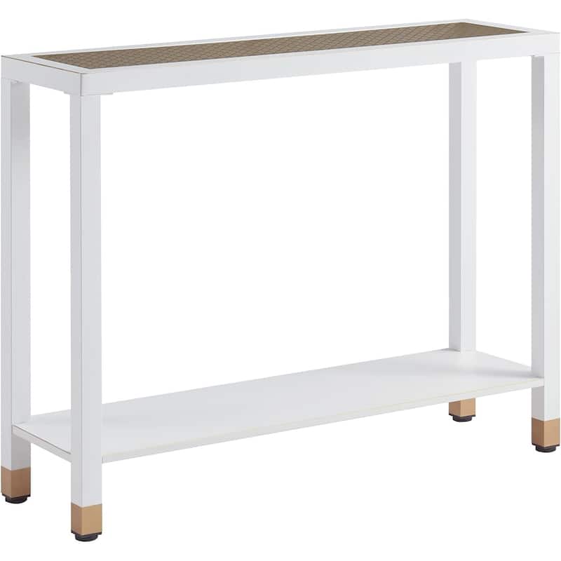 2-Tier Glass Entryway Console Entrance Table with Shelves