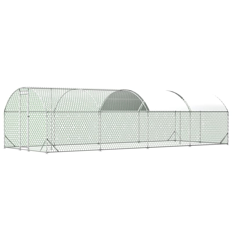 GDFStudio - Theodore Extra-Large Walk-In Metal Chicken Coop with Waterproof Roof - 26'x9'x6'