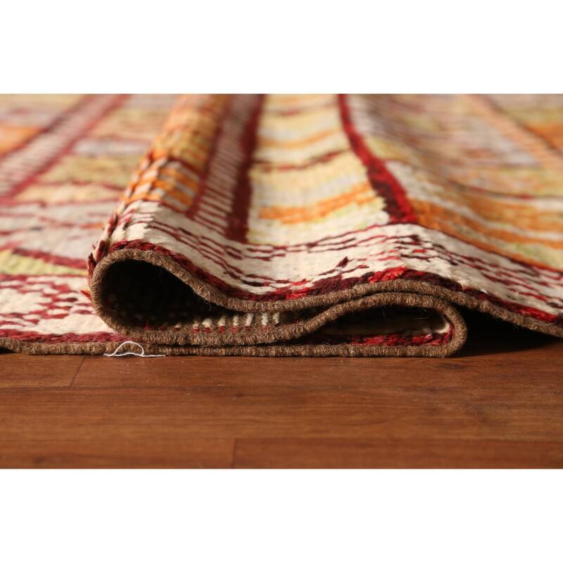 Geometric Moroccan Oriental Rug Handmade Multi-Color Wool Carpet - 6'7" x 9'9"