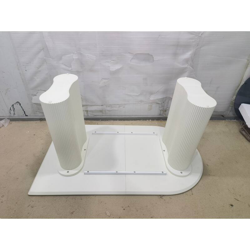 63" Modern MDF New Cream Style Dining Table and Irregular Side Table, 4-8 Person Dining Table - Cream White