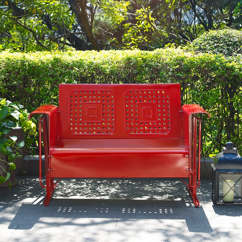 Crosley Bates Loveseat Glider in Red