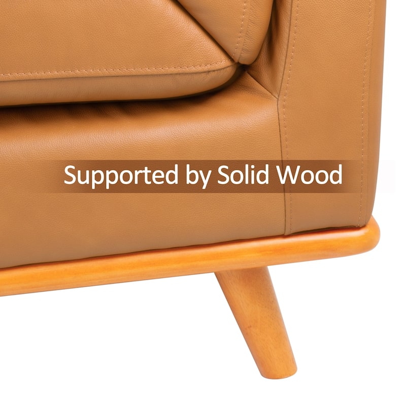 MCombo Napa Leather Couch, 88'' Leather Sofa, Full-Grain Leather Sofa for Solid Wood Accent, Vintage Italian Leather