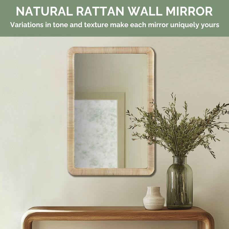 INK IVY Nova Natural Rattan Rectangle Wall Mirror