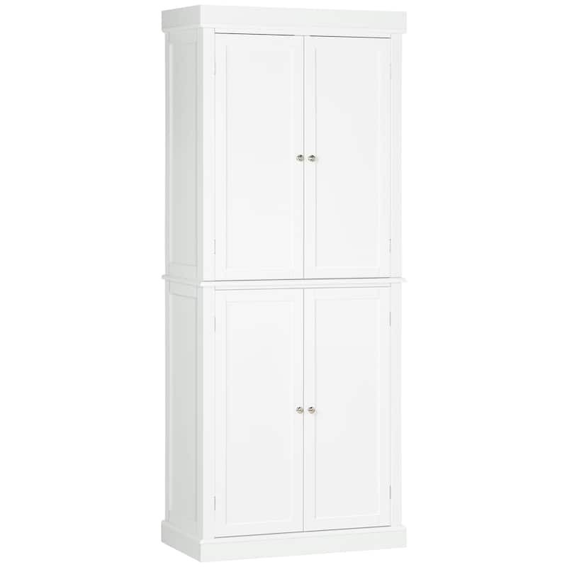 HOMCOM Freestanding Modern 4 Door Kitchen Pantry, Storage Cabinet Organizer with 6-Tier Shelves, and 4 Adjustable Shelves