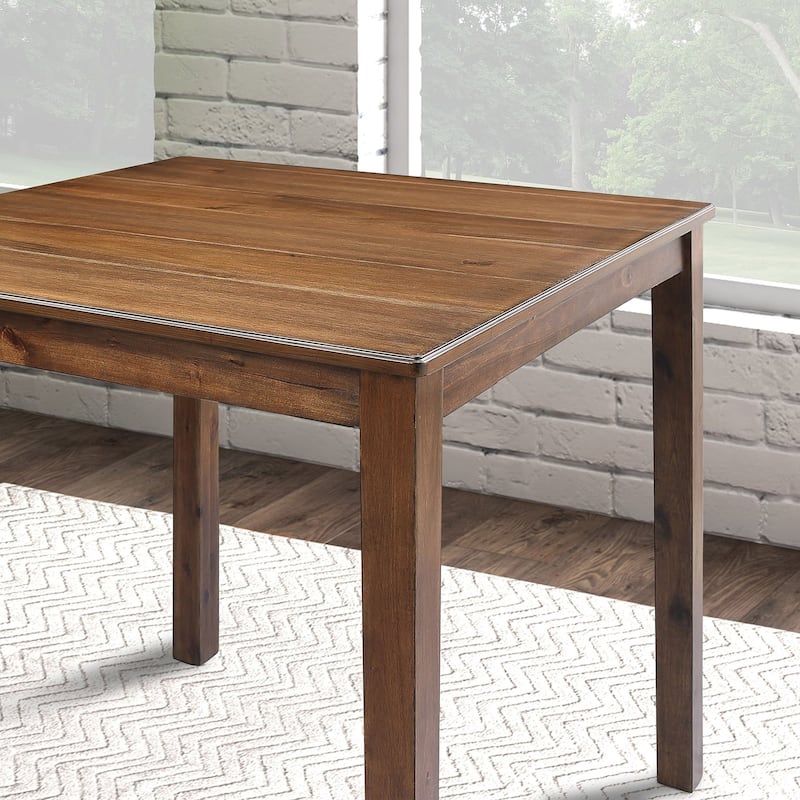 Country Cottage Walnut Solid Wood Dining Table and 4 Bar Stools Set