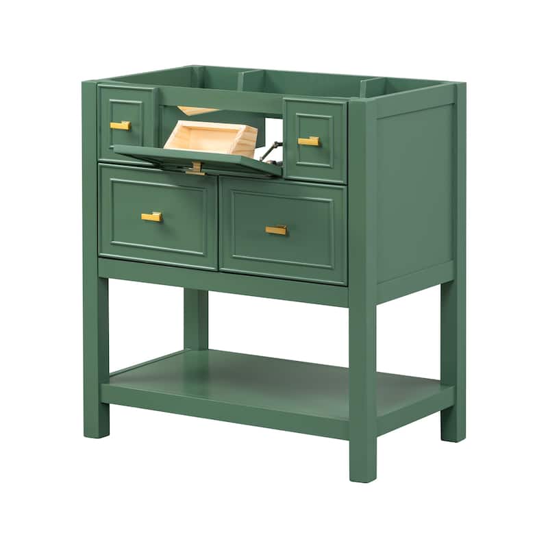 30'' Bathroom Vanity without Sink, Free Standing Single Vanity with 5 Drawers, Solid Wood Frame Bathroom Storage Cabinet