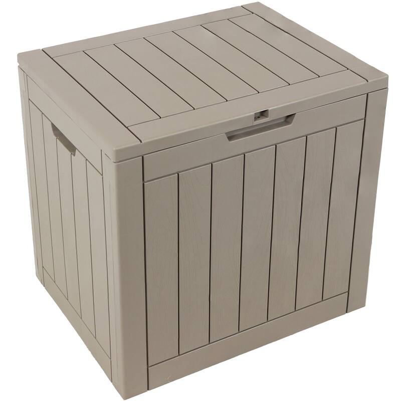 Sunnydaze Small Deck Box with Storage and Lockable Lid - 32 Gal. - Tan