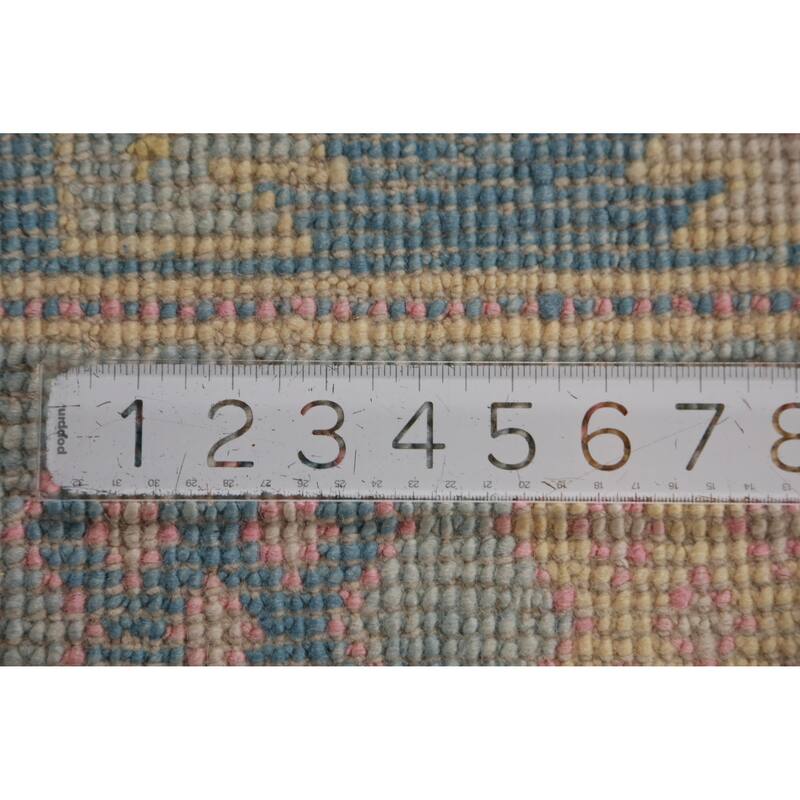 Hand Knotted Oriental 100% Wool Carpet Transitional Floral Navy Blue & Blues Oushak Runner Rug - 17' 2'' X 3' 1''