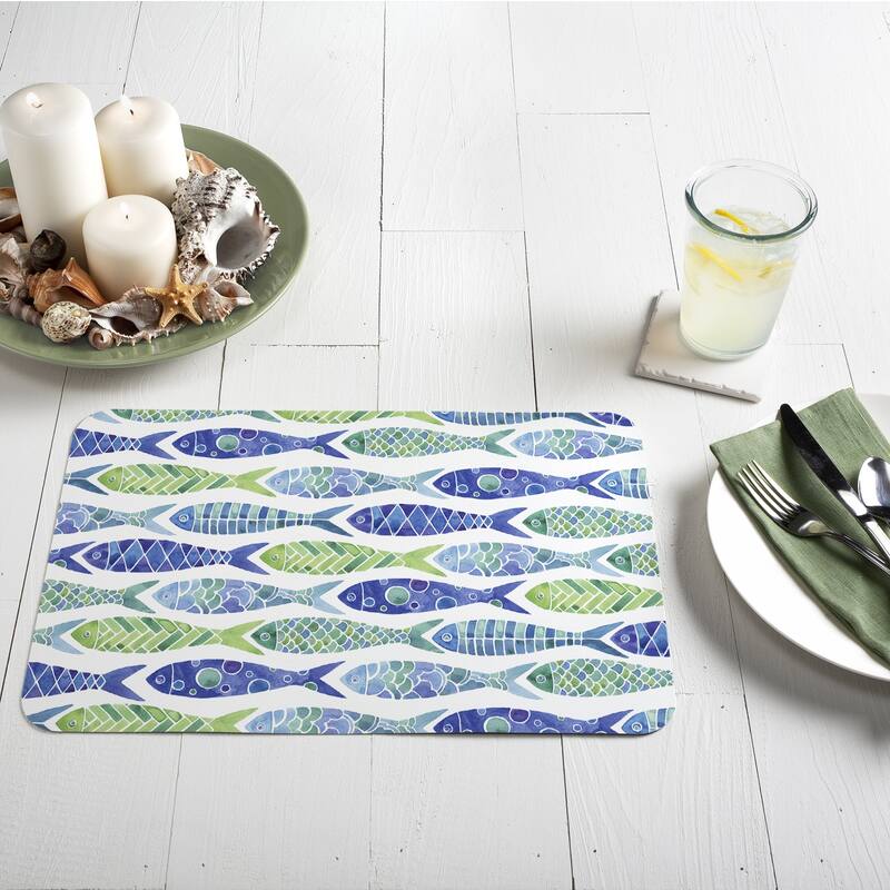 Reversible Wipe-clean Counterart Placemats Set of 4 - Tahiti Fish