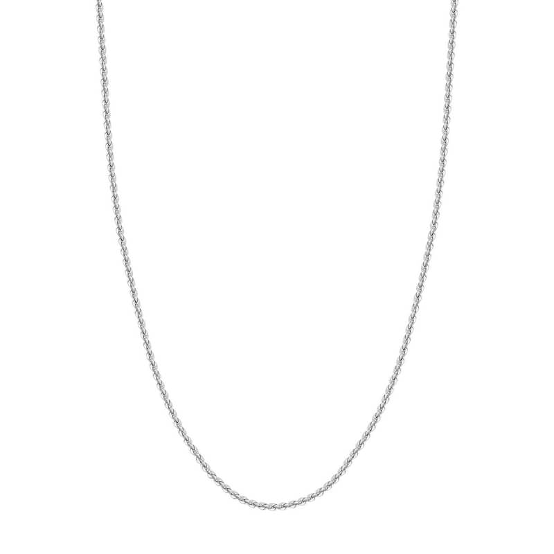Curata 10k White Gold 2.9mm Hollow Rope Chain Necklace (Lobster)
