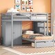 preview thumbnail 3 of 28, Full Over Twin Bunk Bed with Wardrobe & Drawers, Grey