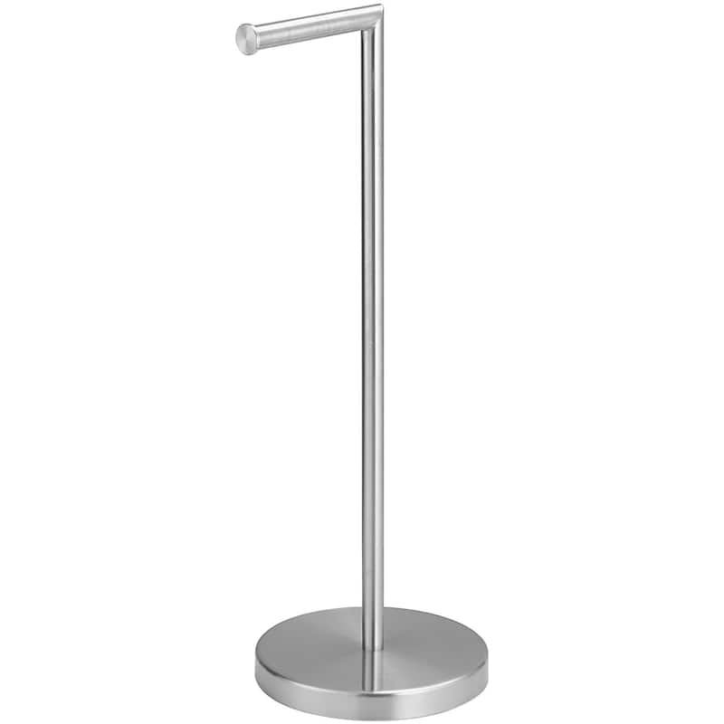 Round Freestanding Toilet Paper Holder with Stainless Steel Base - Brushed Nickel