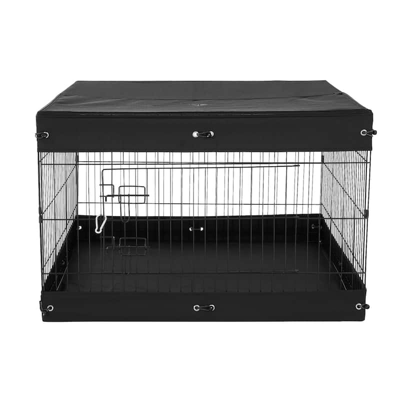 Foldable Dog Playpen with Bottom Mat 36x36 Inch for Small Pets - Bottom-Pad-Top-Cover-4 panels