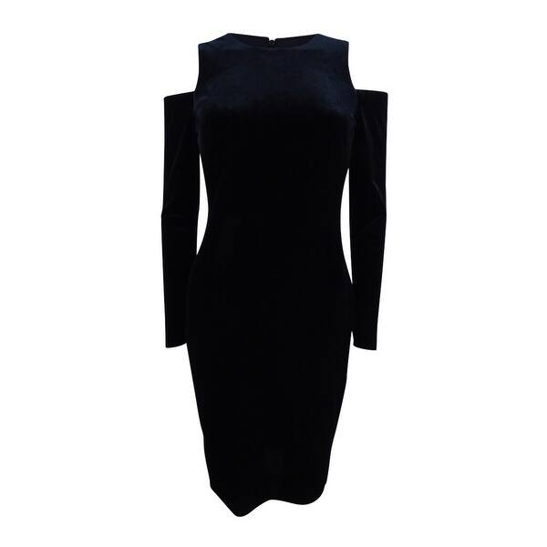 Shop Calvin Klein Women S Cold Shoulder Velvet Sheath Dress