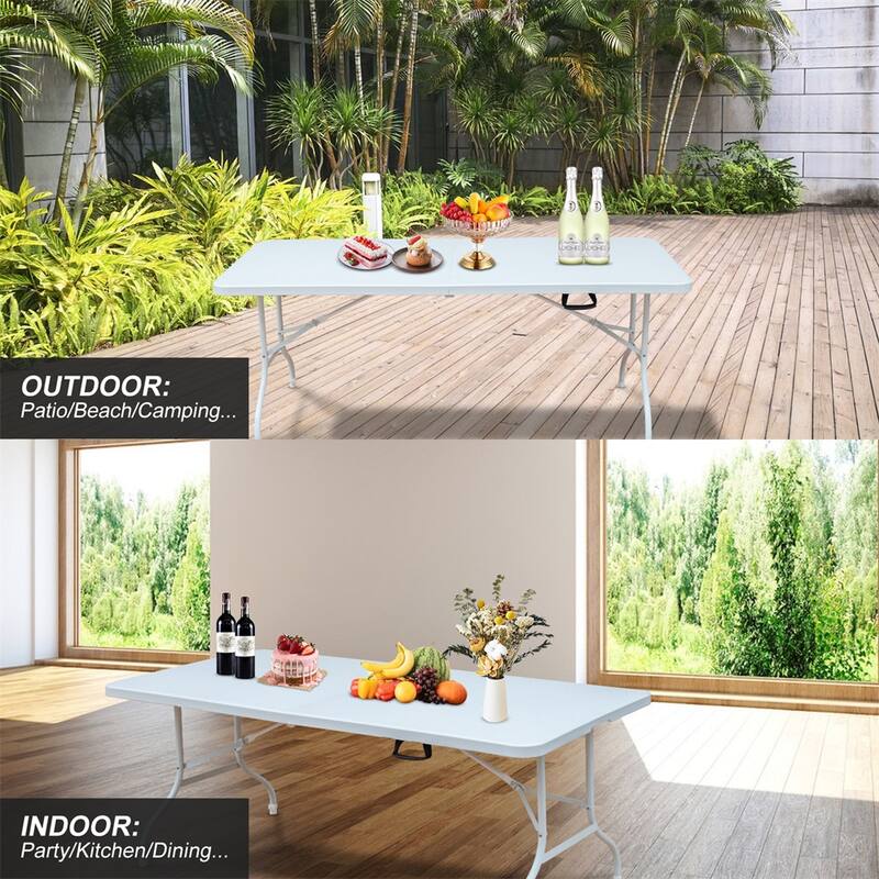 White 4ft, 6ft or 8ft Portable Foldable Plastic Table for Camping
