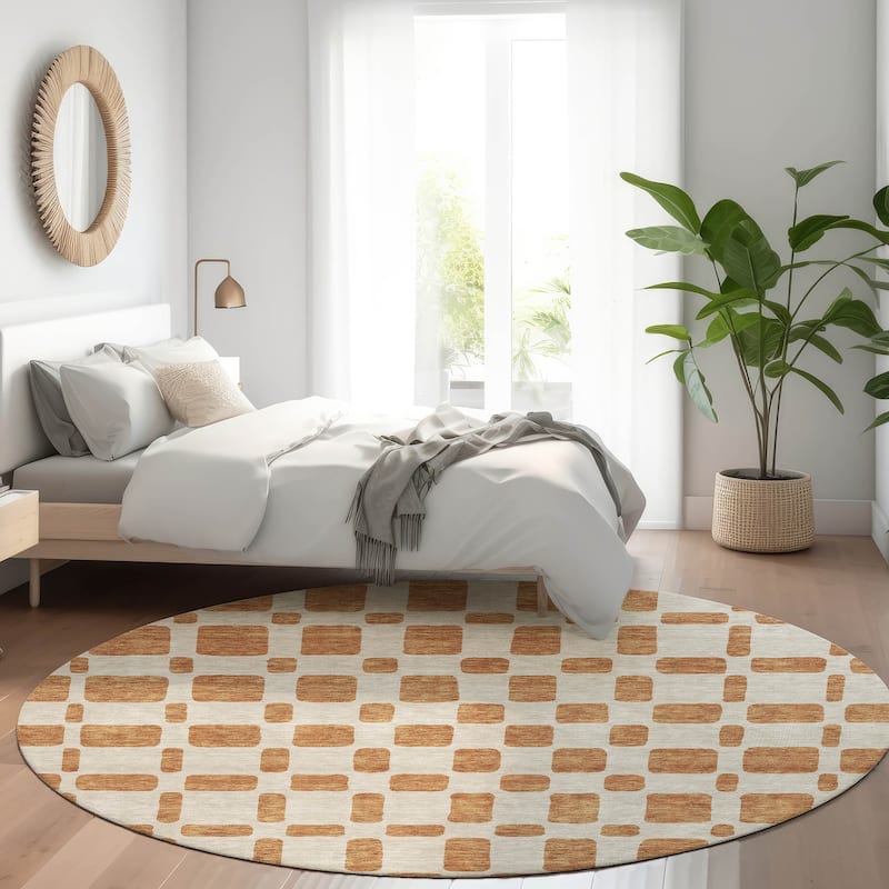 Premium Washable Super Soft Modern Hope Mayfield Rug - Terracotta - 8' x 8'