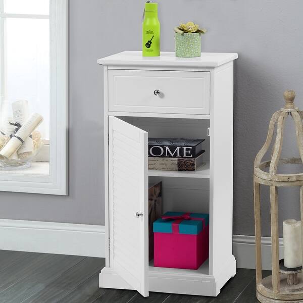 Shop Costway White Storage Floor Cabinet Wall Shutter Door