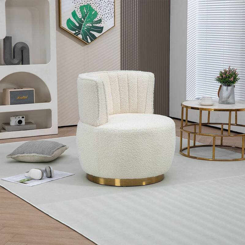 Modern Velvet 360 Degree Swivel Round Armrest Upholstered Accent Chair