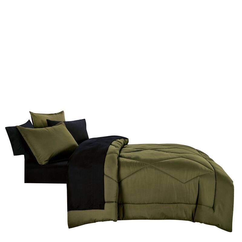 7 pieces bed in a bag reversible comforter set