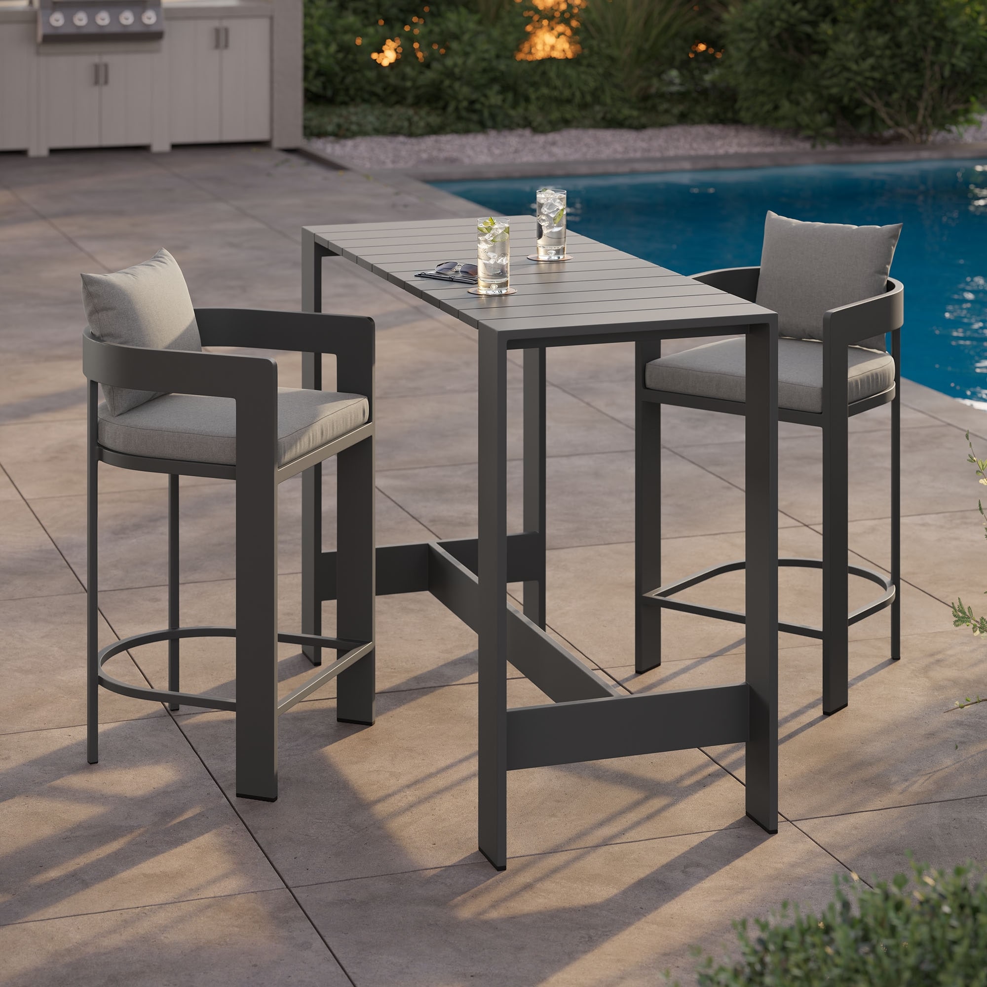 Tahoe 3-Piece Outdoor Aluminum Bar Table Set