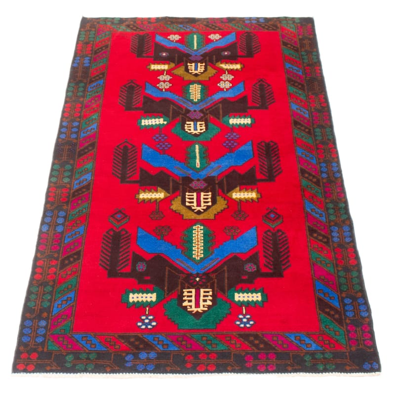 ECARPETGALLERY Hand-knotted Teimani Red Wool Rug - 3'5 x 6'6