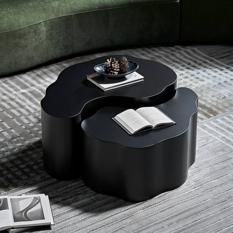Irregular Coffee Tables Set of 2, Modern Unique Shape Accent Tables