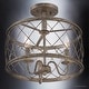 preview thumbnail 4 of 6, Luxury French Country Semi-Flush Ceiling Light, 14.5"H x 15"W, with Shabby Chic Style, Gold Accented Silver Leaf Finish