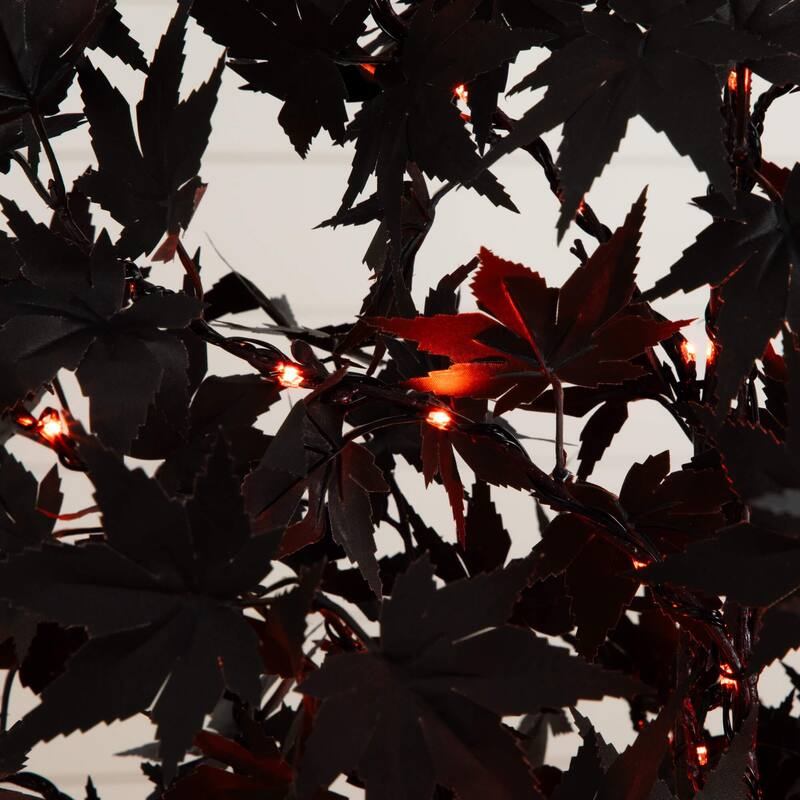 Pre-Lit Halloween Black Maple Artificial Potted Tree - 6' - Multicolor LED Lights
