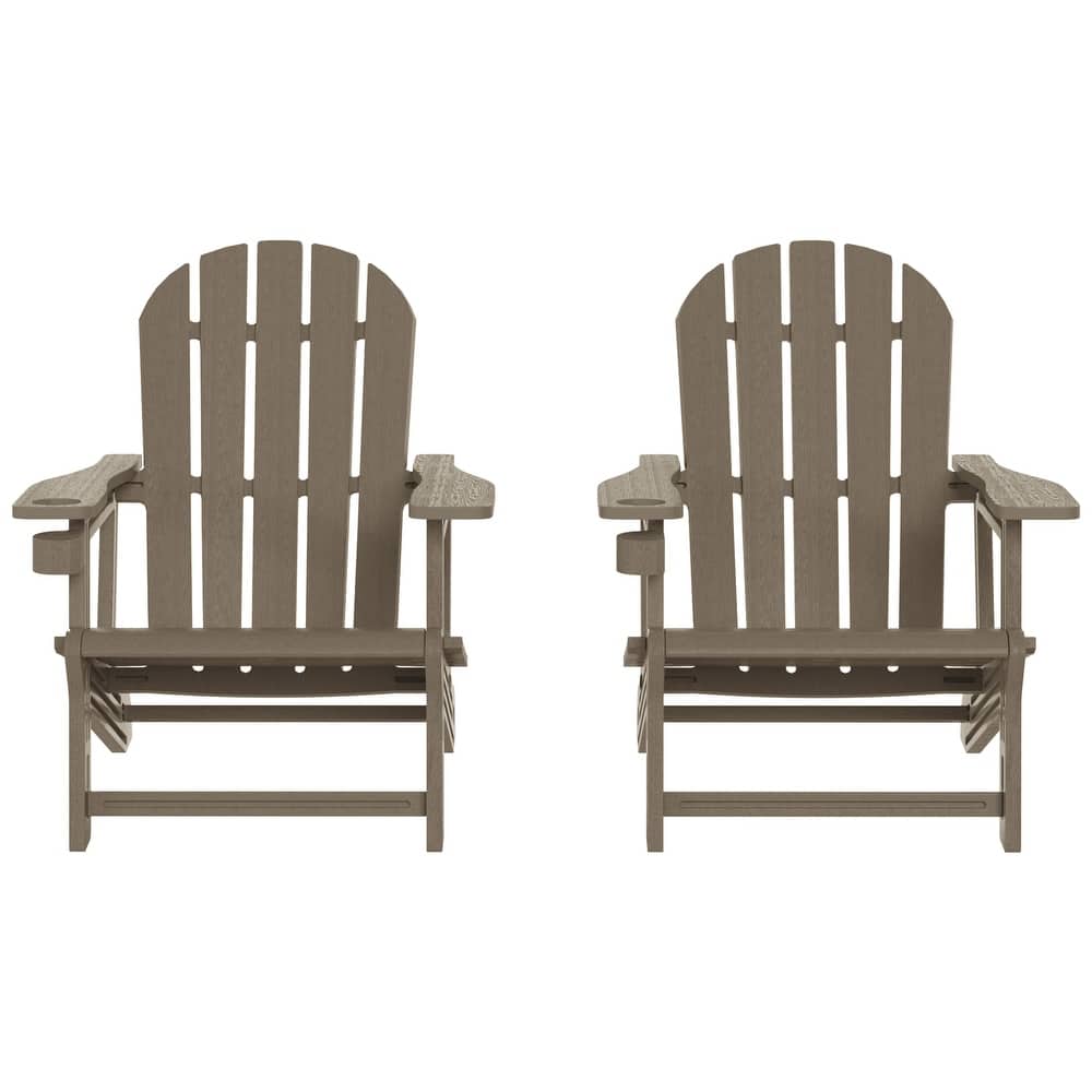 Coastline Outdoor Poly Adirondack Chair with Cup Holder (Set of 2)