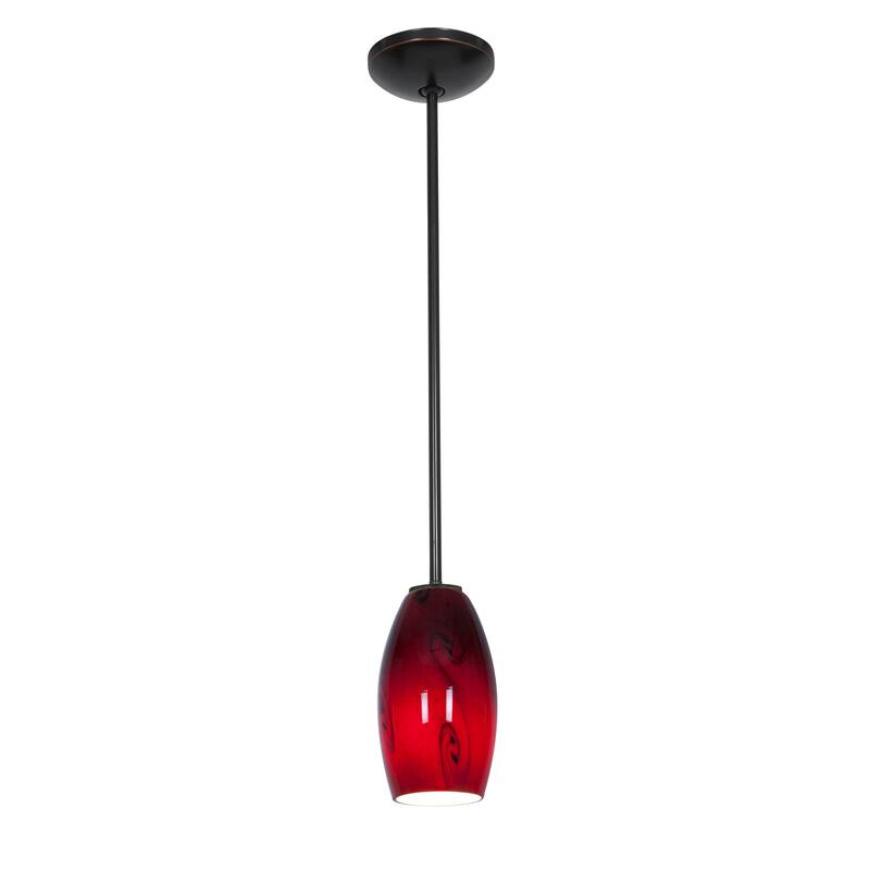 Access Lighting Merlot - Glass Pendant - Rod - Oil Rubbed Bronze Finish - Red Sky Glass Shade - Replaceable LED - Oil Rubbed Bronze/Red Sky