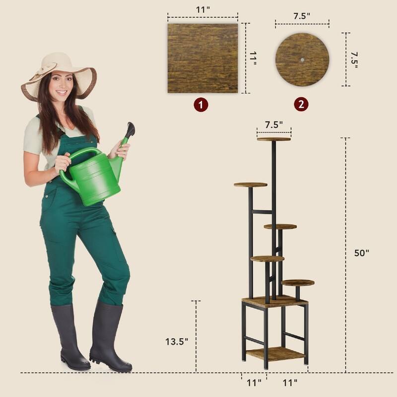 Plant Stand Indoor with Grow Light - 11 x 11 x 50 inches