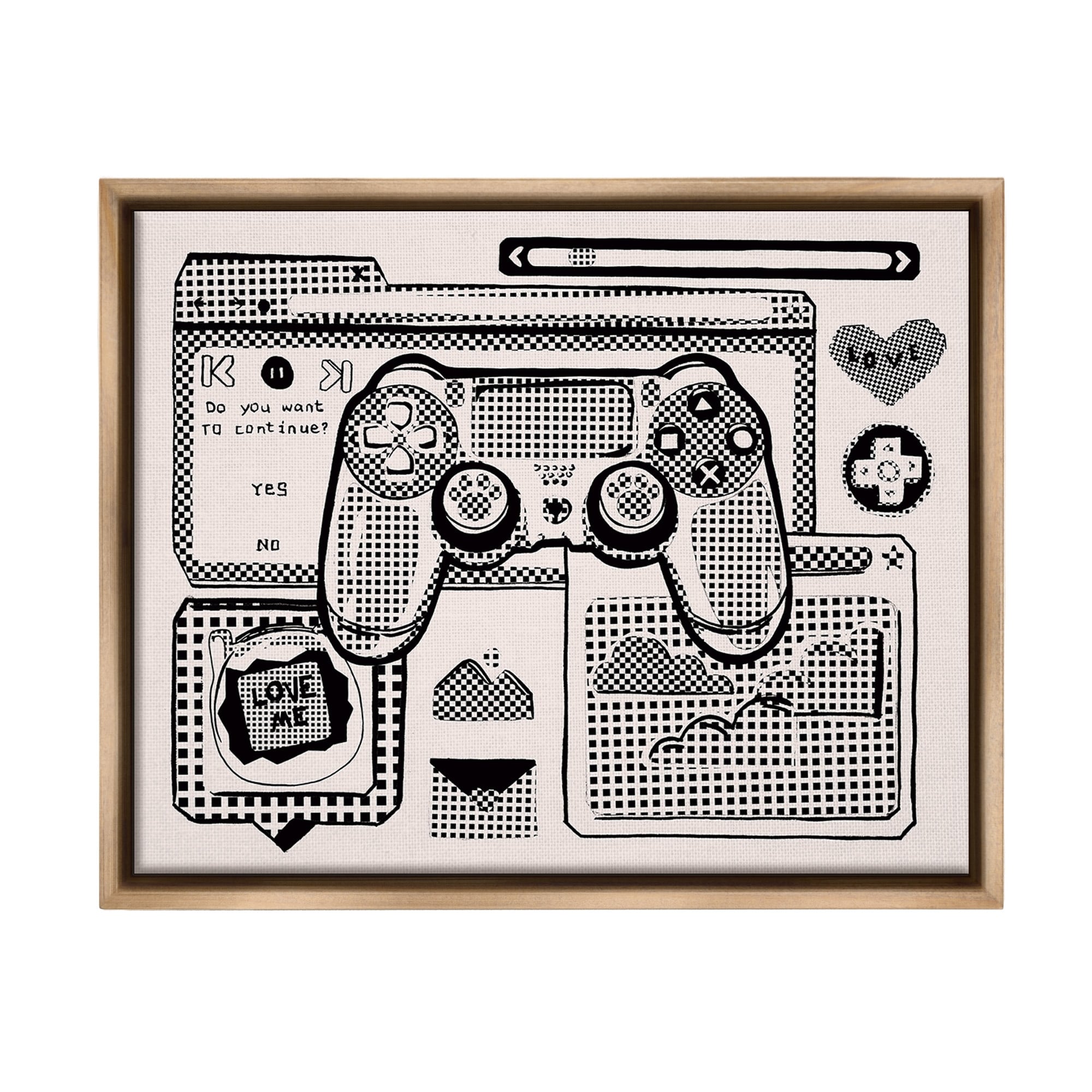 Stupell Retro Gamer Collage Framed Floater Canvas Wall Art Design By Melissa Wang