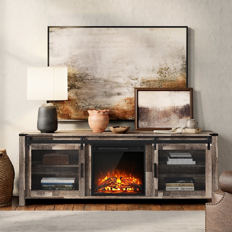 WAMPAT 36 inch 3 Sided Glass Electric Fireplace Insert，Black