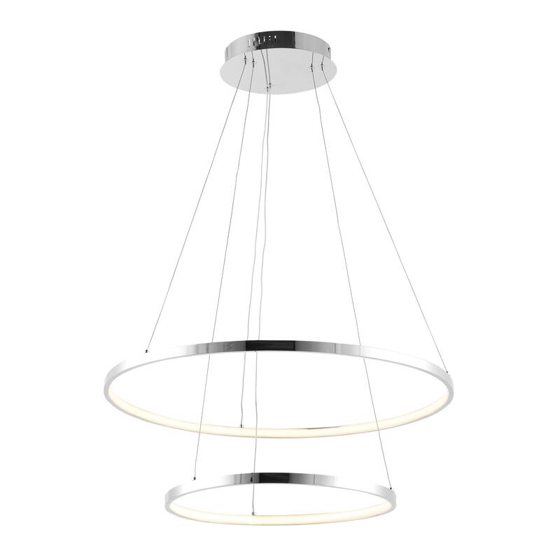 Kinsley Modern Bohemian Iron Integrated LED Pendant by JONATHAN Y - 24" - Chrome