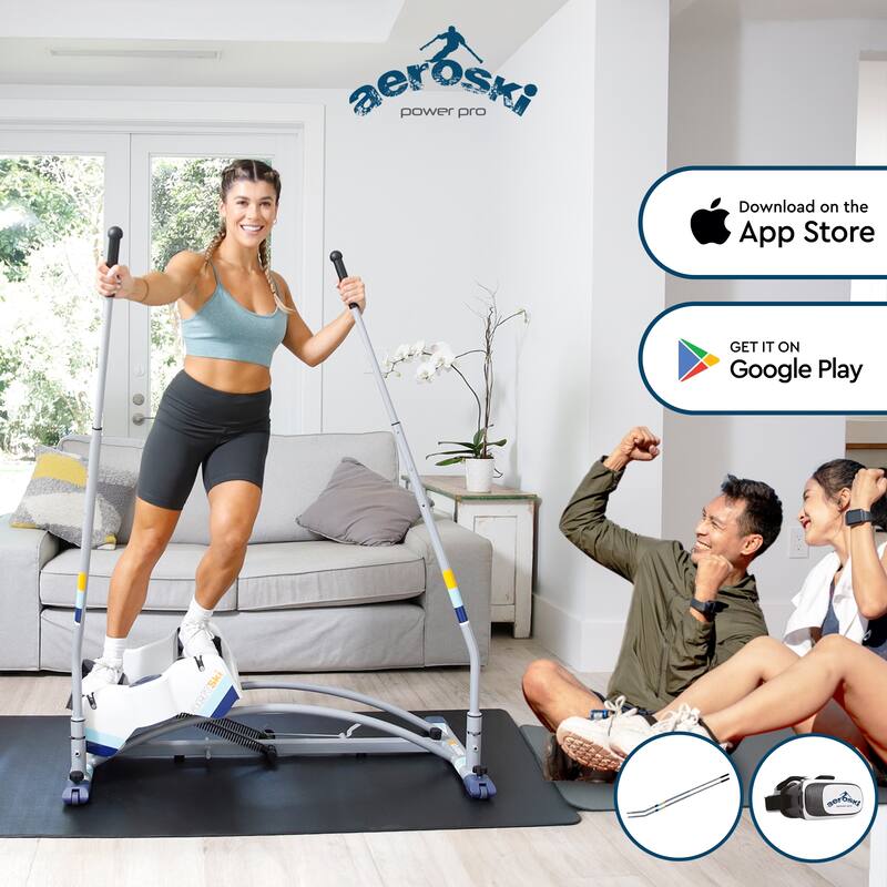 Aeroski 2.0 Ski Fitness Workout Machine with Recoil Spring Resistance, Gray - 50