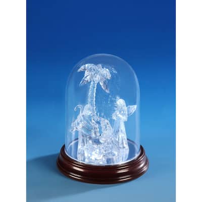2 Clear Brown Sm. Nativity Dome Christmas LED Nativity Set Decor 6"