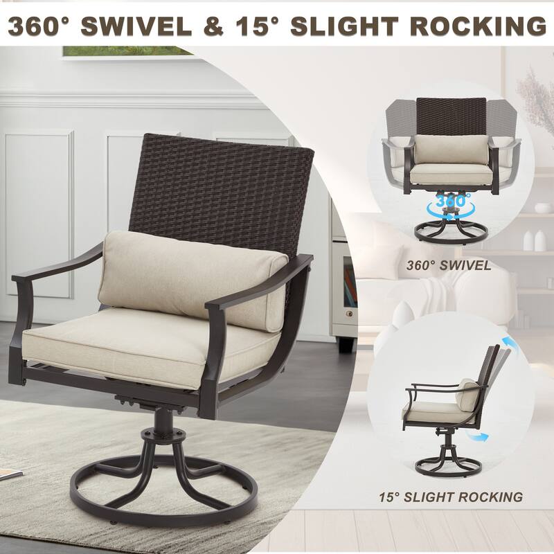 EROMMY Patio Dining Set – 7-Piece Outdoor Furniture Set & 2-Piece Swivel Rocking Chair Option