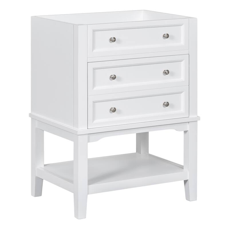 (Base Only) 24" Bathroom Vanity Without Sink, Cabinet with Drawer and Open Shelf