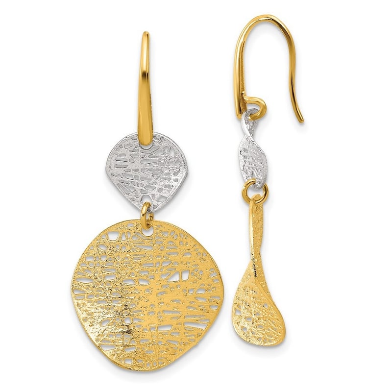 Curata 14k Two Tone Gold Intricate Wire Wrapped Shapes Earrings - 41.8x19.8mm
