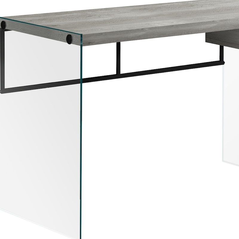 Wood Computer Desk with Glass Base, 1 Drawer and Rectangular Design
