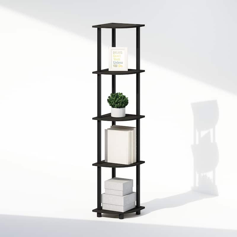 5 Tiers Wood Household Shelving Unit in Espresso/Black (11.6 in. W x 57.7 in. H x 11.6 in. D)