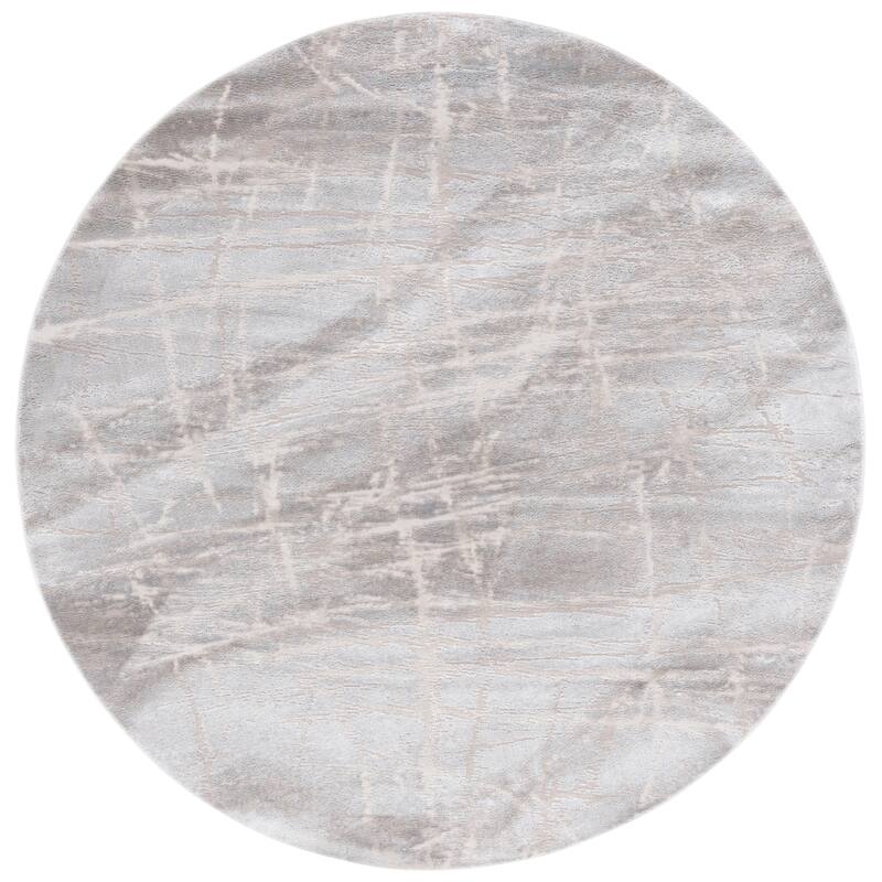 SAFAVIEH Platinum Arta Glam Abstract Rug - 6'7" Round - Grey/Light Grey