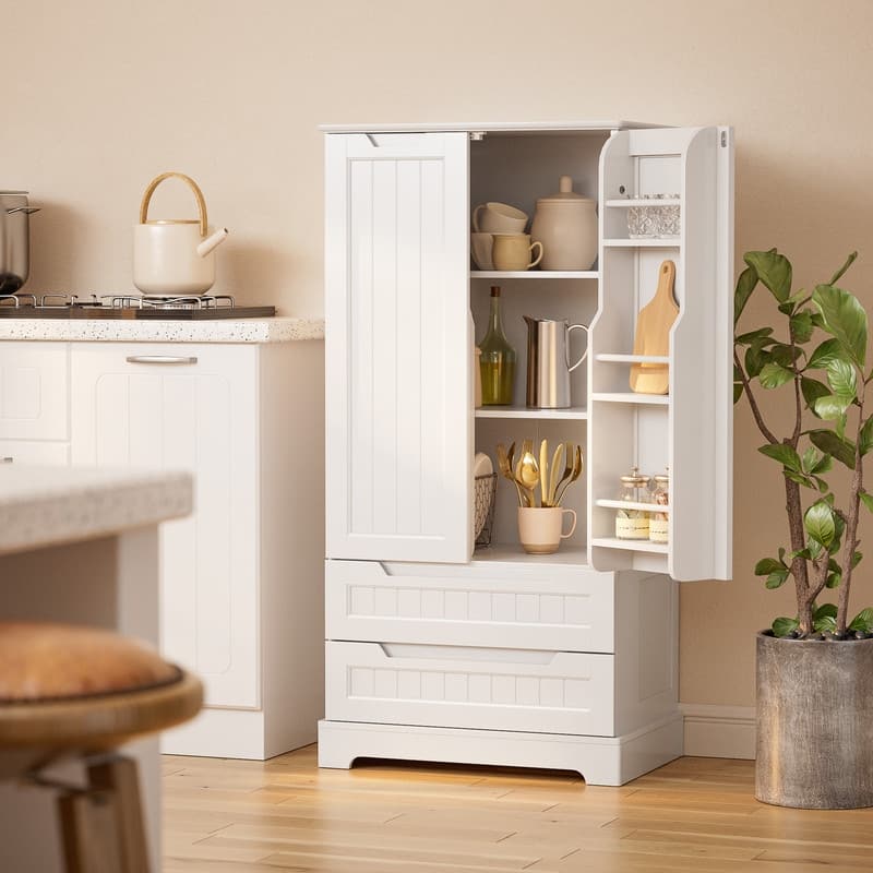 Kitchen Pantry Storage Cabinet with Drawers Freestanding Bathroom Storage Cabinets, Small Food Pantry Cabinet