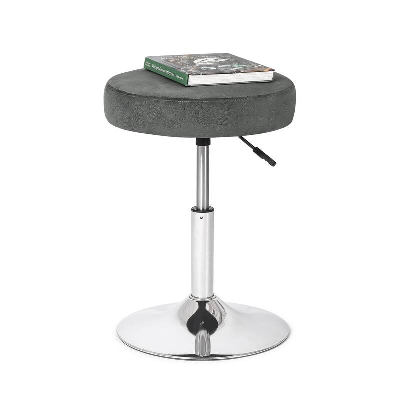 Adeco Makeup Vanity Stool Chair Round Ottoman Swivel Adjustable