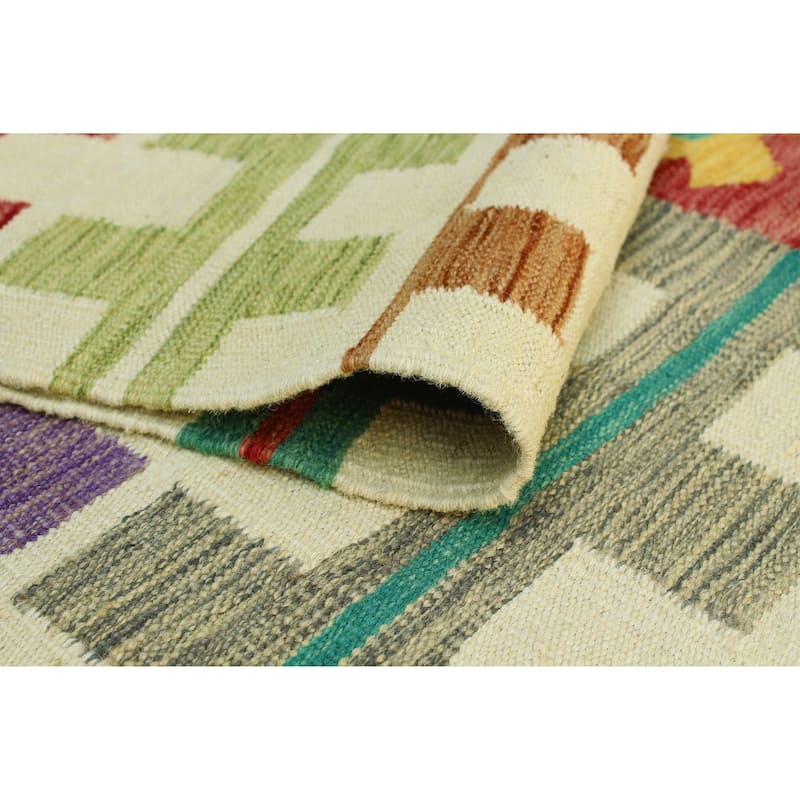 Modern Flatweave Lang Red/Ivory Rug - 5'6" x 8'2"